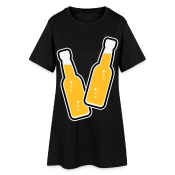 2 Flaschen Stoßen An (Limonade Softdrink / POS 3C) - Frauen T-Shirt-Kleid - Schwarz - Vorne