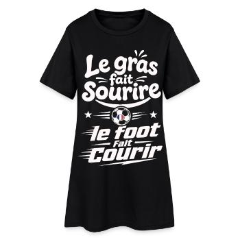 Le gras fait sourire, le foot fait courir - Frauen T-Shirt-Kleid - Schwarz - Vorne