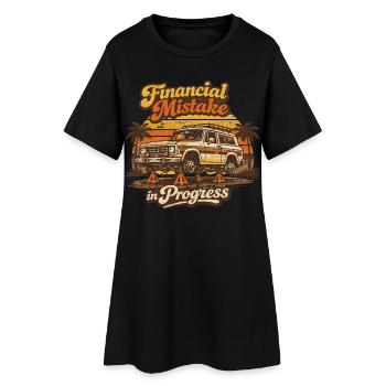 Humour 4x4 Erreur Financière | Cadeau Rétro - Robe T-shirt Femme - noir - Devant