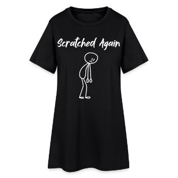 Scratched Again Humour Drôle | Design Minimaliste - Robe T-shirt Femme - noir - Devant