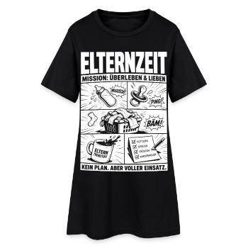 Elternzeit Mission Überleben und Lieben - Frauen T-Shirt-Kleid - Schwarz - Vorne