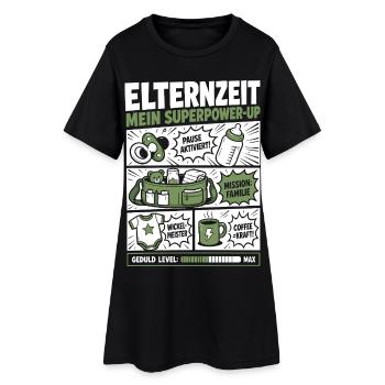Elternzeit Mein Superpower-Up - Frauen T-Shirt-Kleid - Schwarz - Vorne