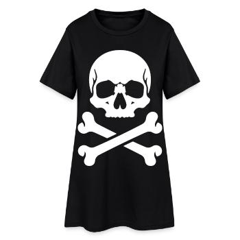 Estampe de pirate de crâne et os - Robe T-shirt Femme - noir - Devant
