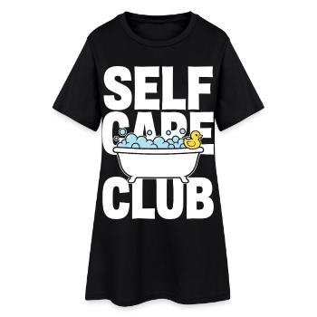 Self Care Club mit Schaumbad und Ente - Frauen T-Shirt-Kleid - Schwarz - Vorne