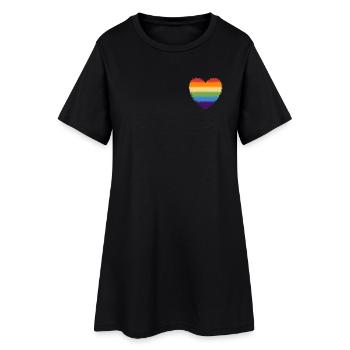 Logo coeur arc-en-ciel tourbillonné - Robe T-shirt Femme - noir - Devant