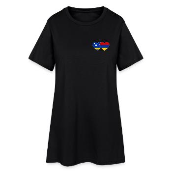 Curacao Armenien Flagge Herz - Frauen T-Shirt-Kleid - Schwarz - Vorne