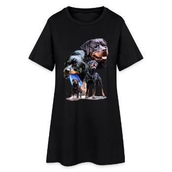Hunde - Frauen T-Shirt-Kleid - Schwarz - Vorne
