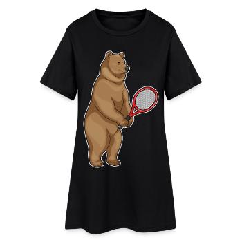 Raquette Tenni Bear Tennis Tenni - Robe T-shirt Femme - noir - Devant