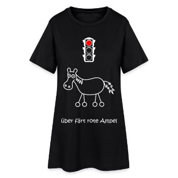 über färt rote Ampel, Autofahrer, Raser, Pferd - Frauen T-Shirt-Kleid - Schwarz - Vorne