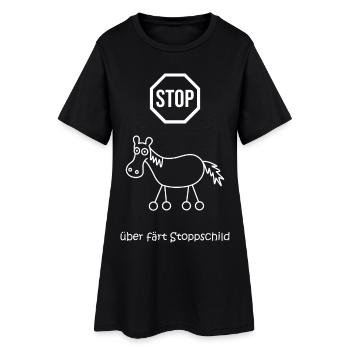 überfährt stoppschild, Stopptafel Pferd mit Rädern - Frauen T-Shirt-Kleid - Schwarz - Vorne