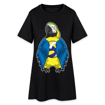 Papagei Volleyballspieler Volleyball - Frauen T-Shirt-Kleid - Schwarz - Vorne