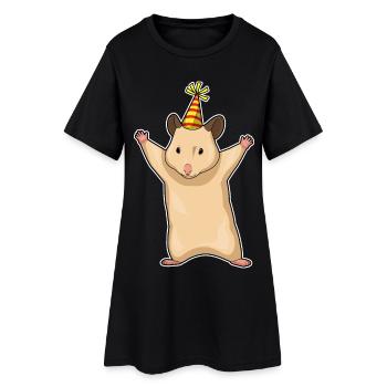 Chapeau de fête d’anniversaire de hamster - Robe T-shirt Femme - noir - Devant