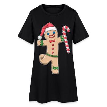 Pain d’épice bonhomme Noël Candy Cane - Robe T-shirt Femme - noir - Devant