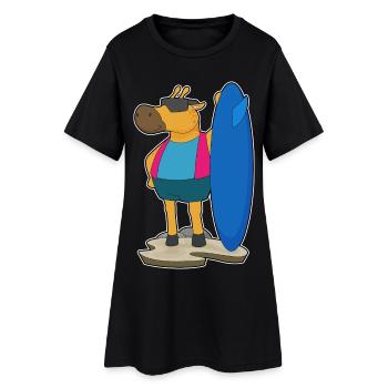 Été de surf sur la planche de surf girafe - Robe T-shirt Femme - noir - Devant