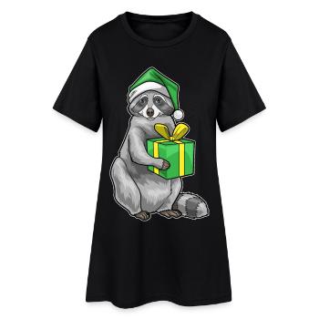 Raccoon Christmas Package - Women’s T-Shirt Dress - black - Front