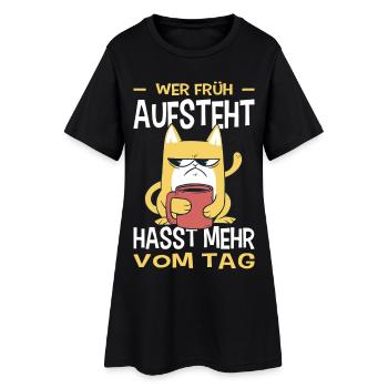 Katzen Geschenk Morgenmuffel Büro Kaffee - Frauen T-Shirt-Kleid - Schwarz - Vorne