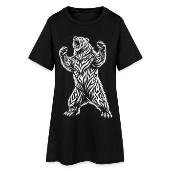 Tribal Polar Bear – Wild Bear Motif - Women’s T-Shirt Dress - black - Front