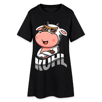 Kuhl Kuh Mit Sonnenbrille Cool Lustiges Tier - Frauen T-Shirt-Kleid - Schwarz - Vorne