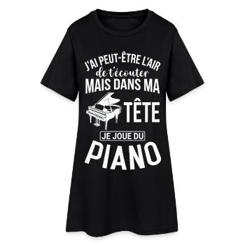 Piano Cadeau humour personnalisé - Robe T-shirt Femme - noir - Devant
