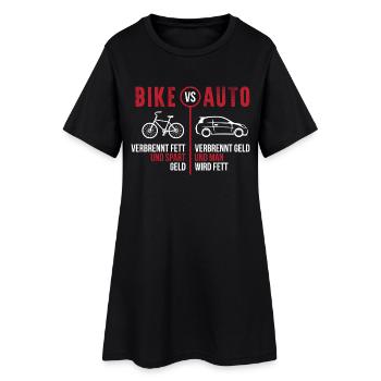 Bike vs Auto - Frauen T-Shirt-Kleid - Schwarz - Vorne