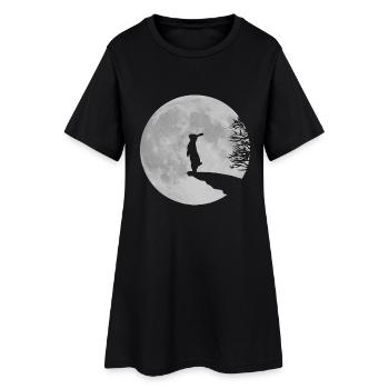 Wolfinchen rabbit bunny bunnies hare jackass moon - Women’s T-Shirt Dress - black - Front