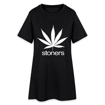 Ich kiffe Cannabis Weed Gras Drogen Stoners - Frauen T-Shirt-Kleid - Schwarz - Vorne