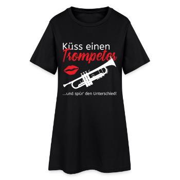 Küss einen Trompeter - Frauen T-Shirt-Kleid - Schwarz - Vorne