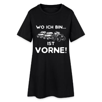 wo ich bin ist vorne_Traktor.png - Frauen T-Shirt-Kleid - Schwarz - Vorne