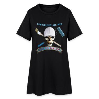 maler_totenkopf_pinsel_rolle_092016_b - Frauen T-Shirt-Kleid - Schwarz - Vorne