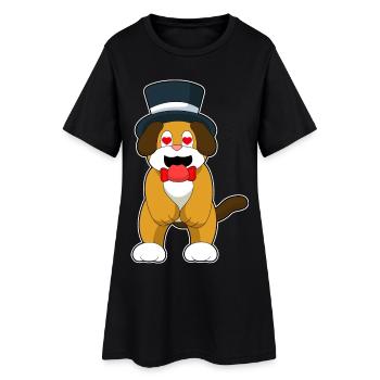 Hund Bräutigam Zylinder Hochzeit - Frauen T-Shirt-Kleid - Schwarz - Vorne