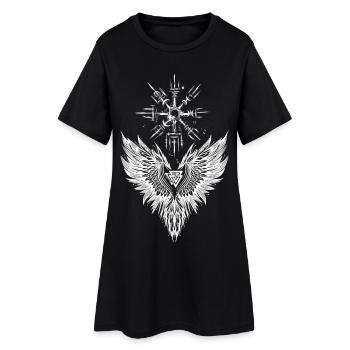 Corbeau Odin Vegvisir Valknut - Robe T-shirt Femme - noir - Devant