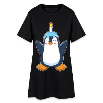 Pinguin Geburtstag Kerze - Frauen T-Shirt-Kleid - Schwarz - Vorne