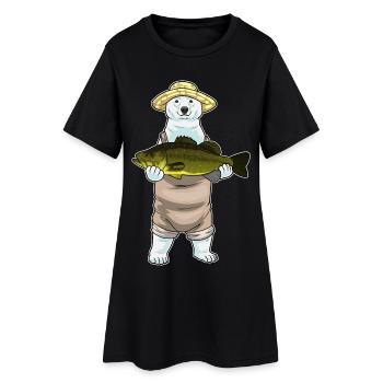 Pêche à la ligne de l’ours polaire - Robe T-shirt Femme - noir - Devant