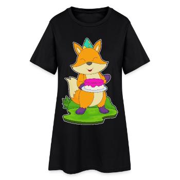 Fuchs Geburtstag Kuchen - Frauen T-Shirt-Kleid - Schwarz - Vorne