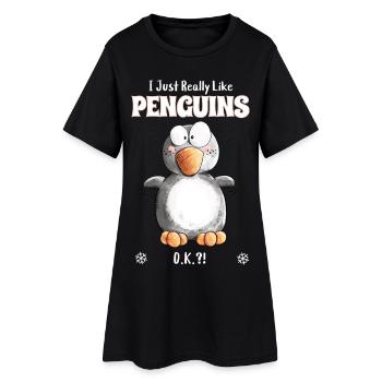 J’aime vraiment les pingouins Penguin Spruch - Robe T-shirt Femme - noir - Devant