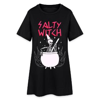 Halloween Shirt Sekelton Witchcraft Salty Witch - Frauen T-Shirt-Kleid - Schwarz - Vorne