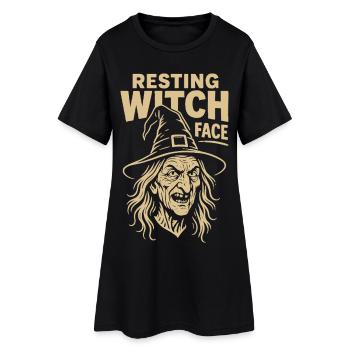 Visage de sorcière au repos Halloween Costume Fun - Robe T-shirt Femme - noir - Devant