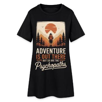 Randonneurs dans le panorama montagneux - Robe T-shirt Femme - noir - Devant