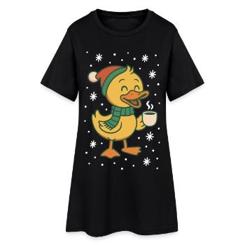 Drôle de canard Père Noël en famille - Robe T-shirt Femme - noir - Devant