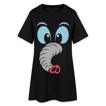 Éléphant | Déguisement de carnaval en costume de grand visage - Robe T-shirt Femme - noir - Devant