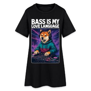 Shiba Inu DJ – La basse est mon langage de l’amour - Robe T-shirt Femme - noir - Devant