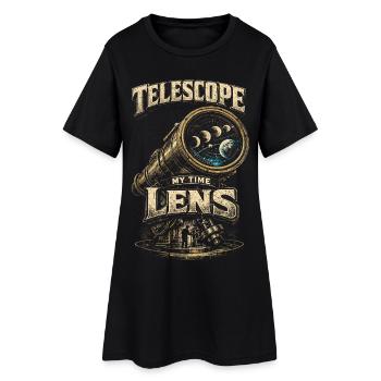 Astronomy Astronomer Telescope My Time Lens - Women’s T-Shirt Dress - black - Front