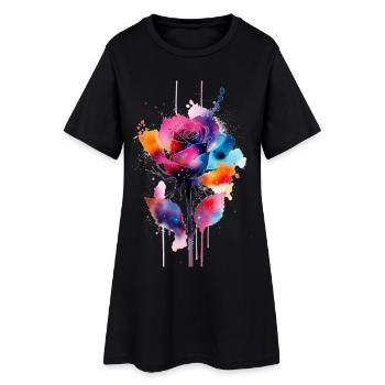 flower - Women’s T-Shirt Dress - black - Front