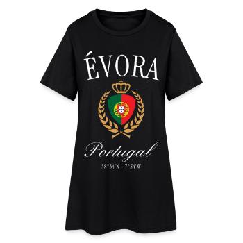 Évora Portugal Wappen Krone – Reise Souvenir - Frauen T-Shirt-Kleid - Schwarz - Vorne
