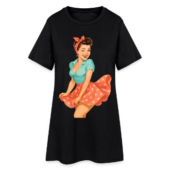 Sweet Pin Up in the Wind – Style Rétro Candy - Robe T-shirt Femme - noir - Devant