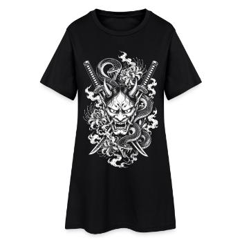 Hannya Mask with Katana and Snake - Women’s T-Shirt Dress - black - Front
