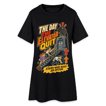 Humour sur la grève des ascenseurs au bureau - Robe T-shirt Femme - noir - Devant
