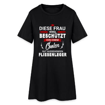 FLIESENLEGER - Frauen T-Shirt-Kleid - Schwarz - Vorne