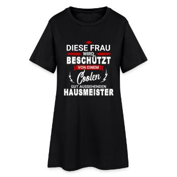 HAUSMEISTER - Frauen T-Shirt-Kleid - Schwarz - Vorne