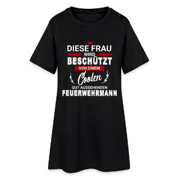 FEUERWEHRMANN - Frauen T-Shirt-Kleid - Schwarz - Vorne